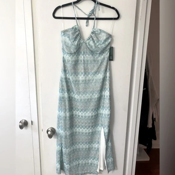 Crochet knit Bodycon Slip Dress Wild Fable Aqua Blue,midi dress, summer … - Picture 4 of 11